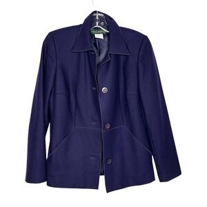 Vintage Harve Bernard Wool Blend 3-Button Structured Blazer with Navy Plum Sz.6